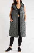Zella Long Hooded Puffer Vest