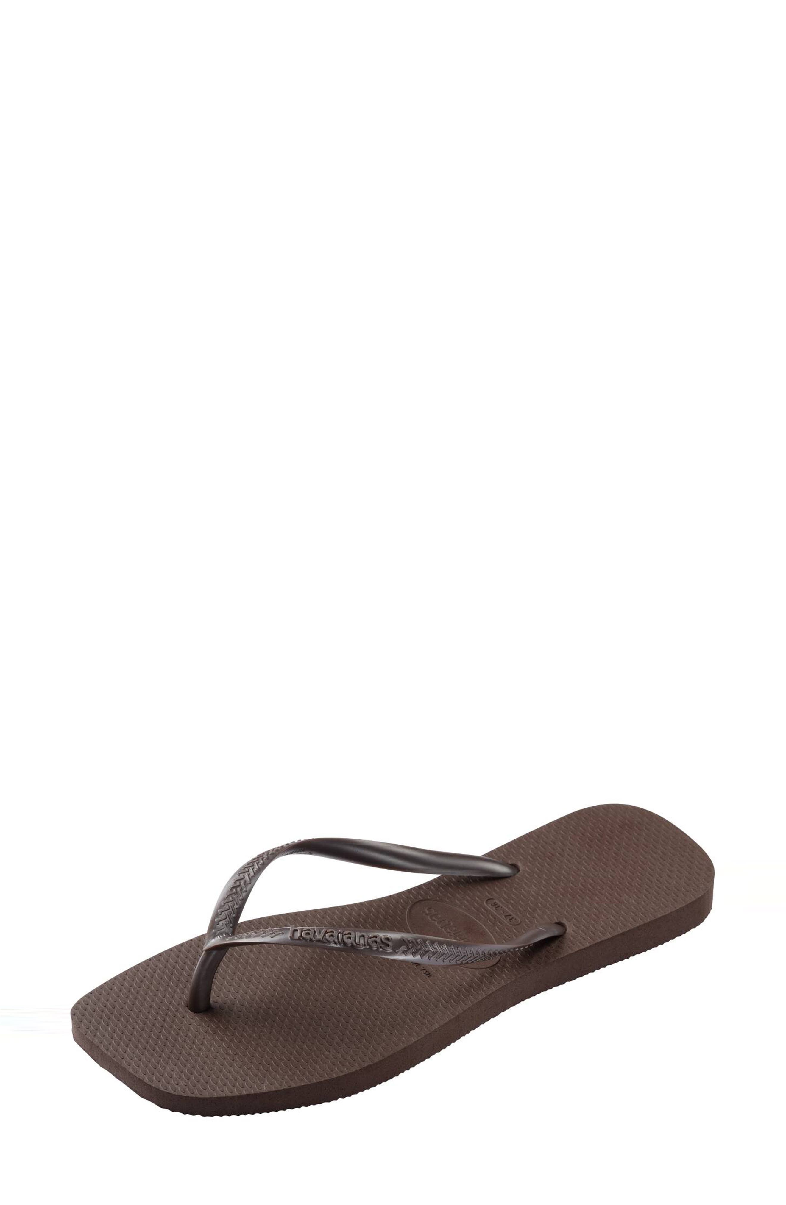 Slim Square Flip Flop, Alternate, color, DARK BROWN