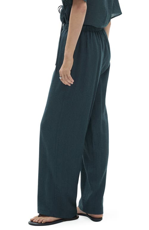 Mango Drawstring Waist Straight Leg Pants In Night Blue