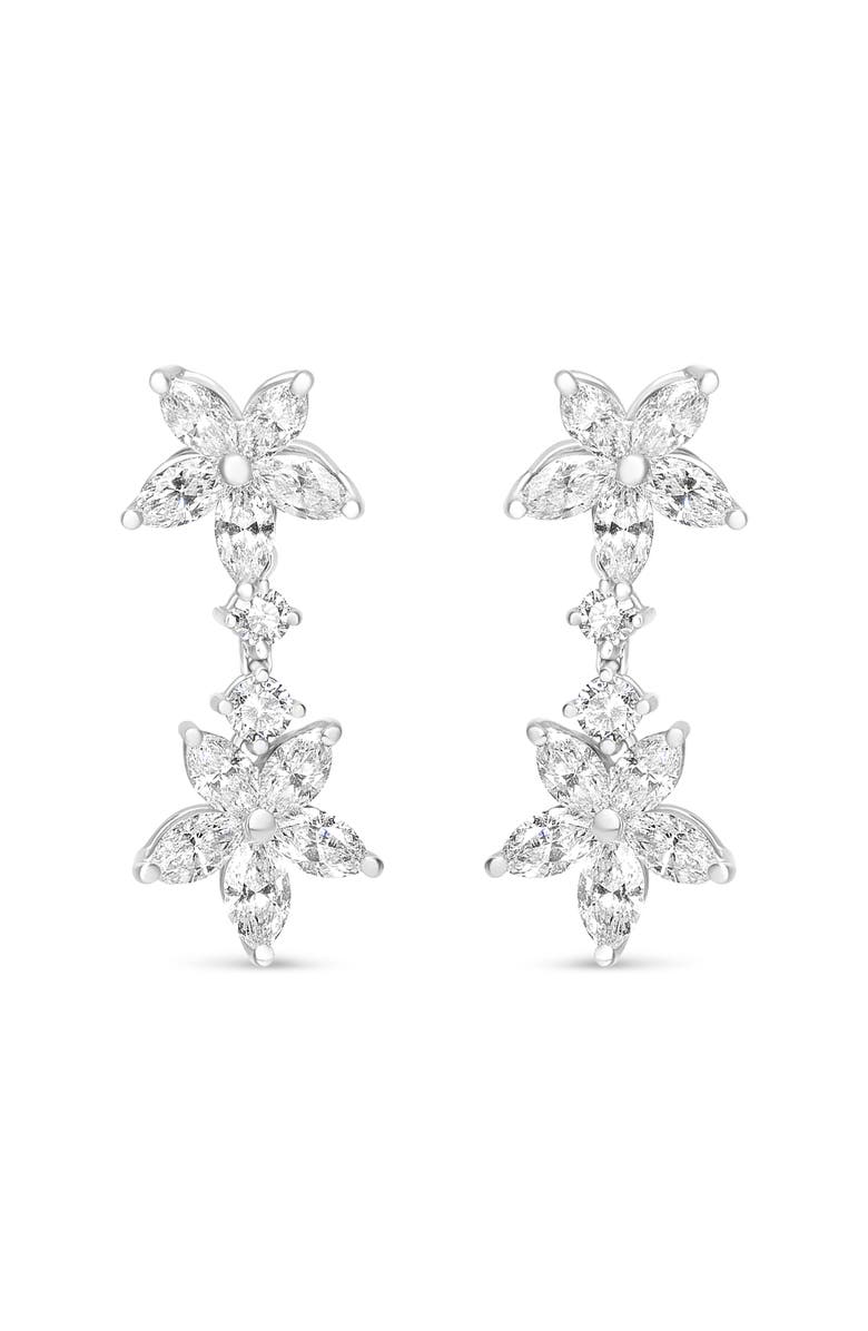 Haus of Brilliance 18k White Gold 6 Ctw Marquise Diamond Floral Dangle Drop Earring, Alternate, color, White