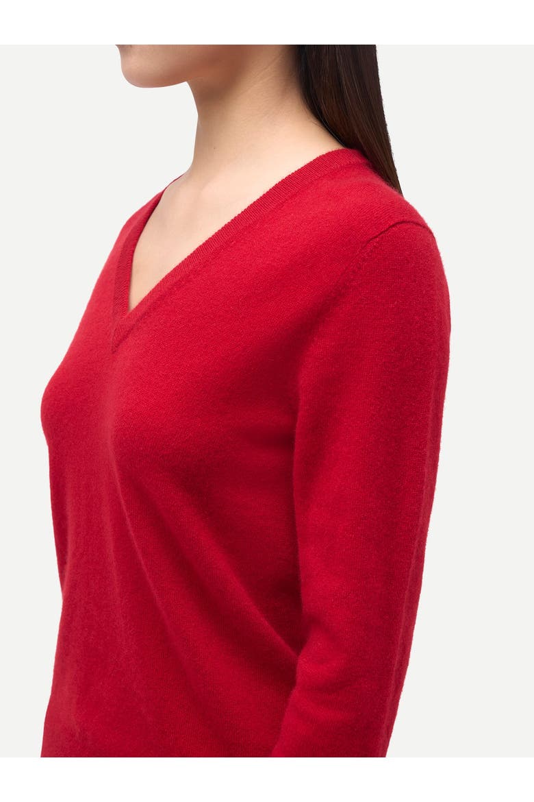 Timeless Cashmere V-Neck Sweater, Alternate, color, chili pepper