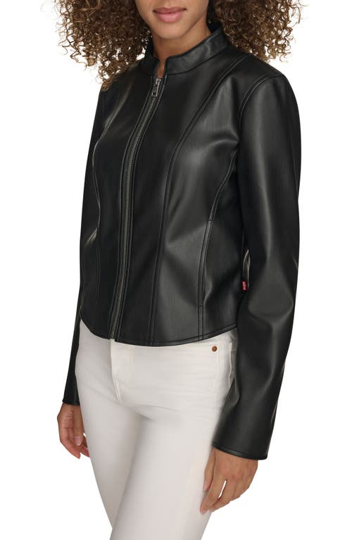 Levi's Water Resistant Slim Fit Faux Leather Racer Jacket In Black