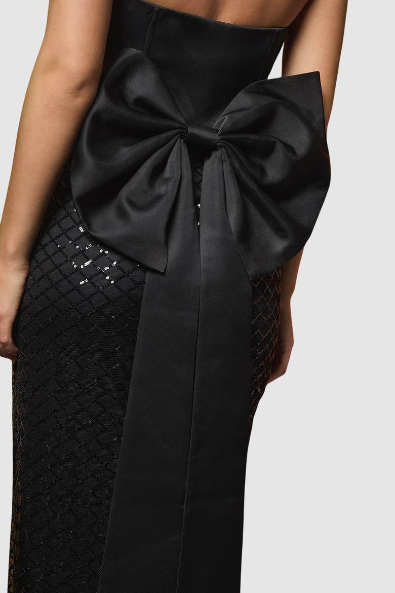 Sequin Bandeau Column Dress, Alternate, color, Black