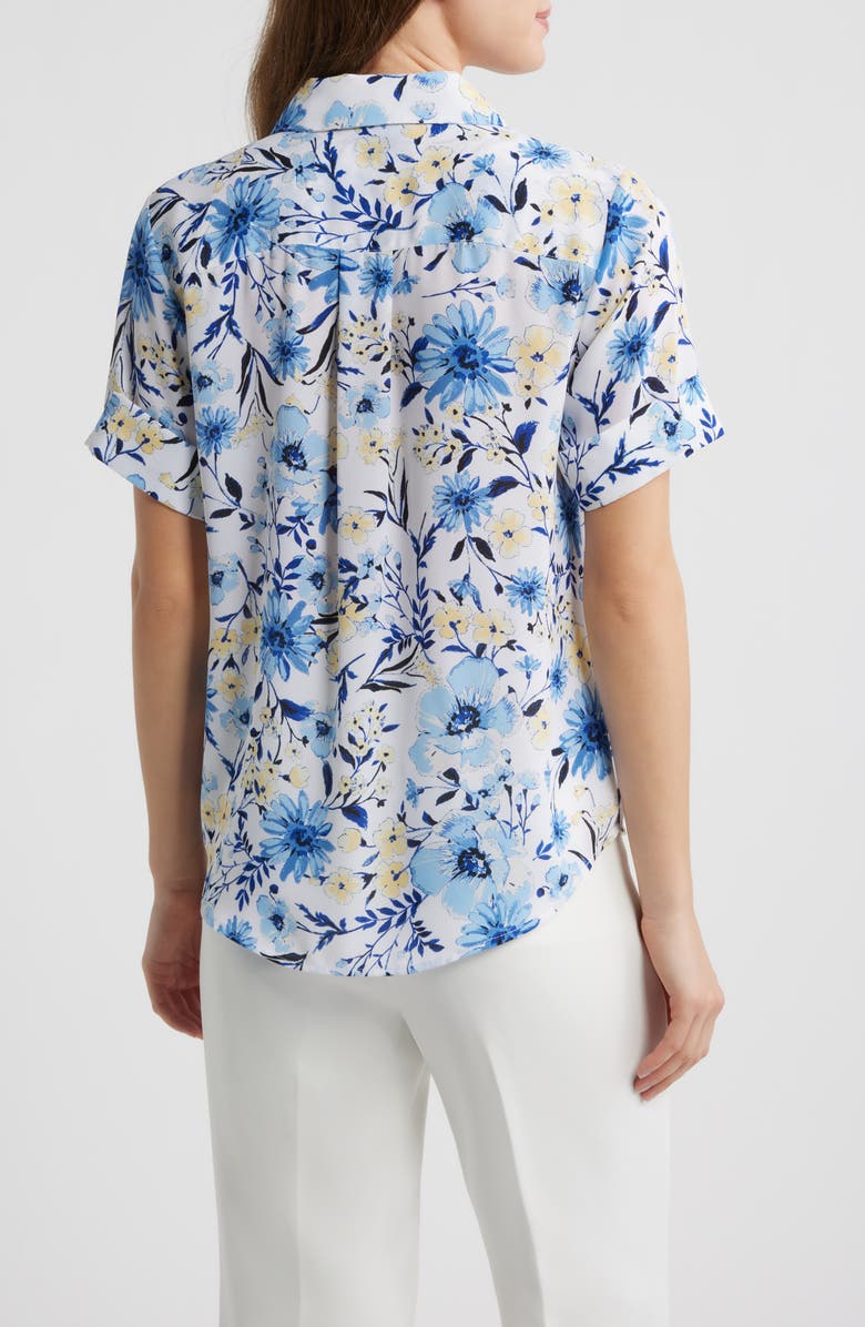 AK ANNE KLEIN Floral Short Sleeve Button-Up Top, Alternate, color, 
