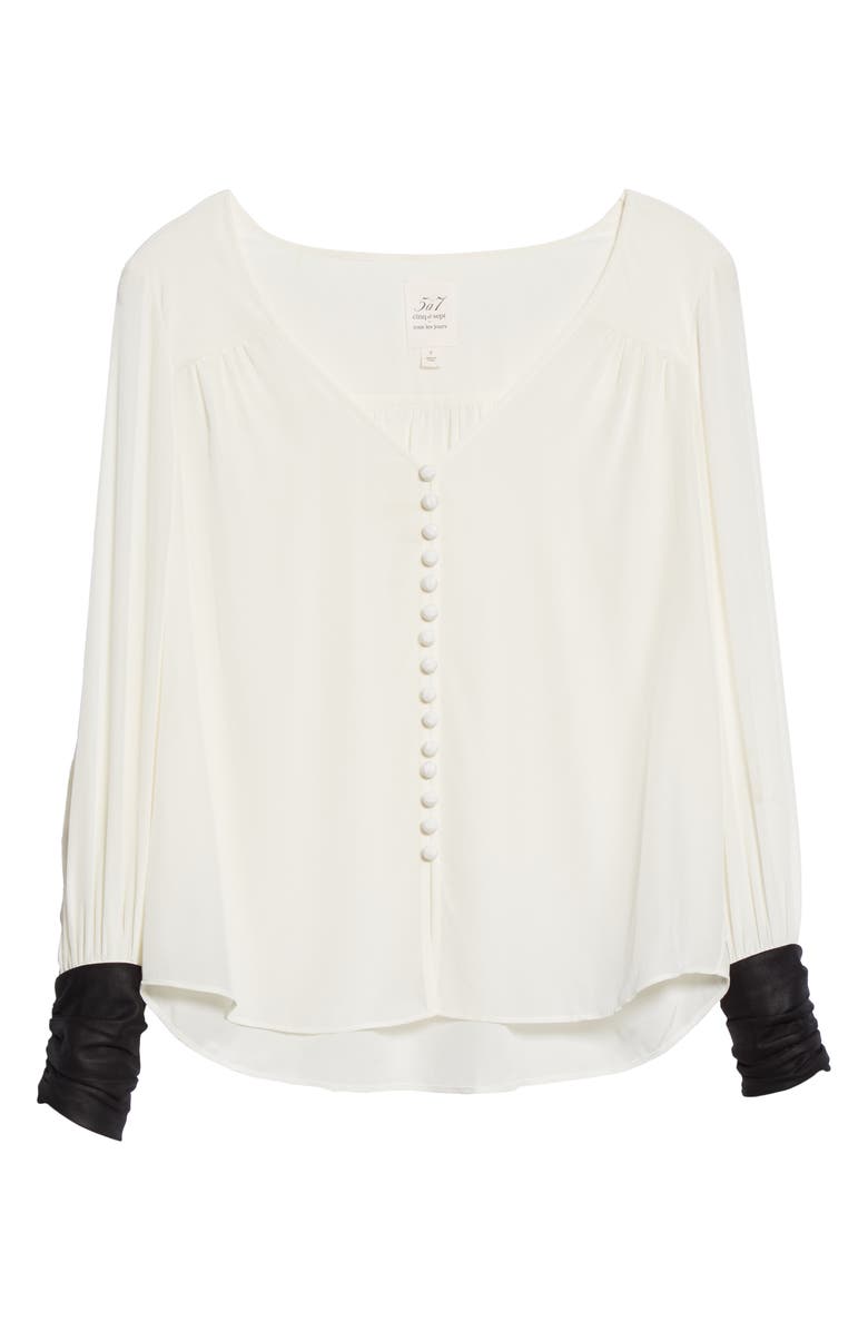 Cinq à Sept Zip Cuff Silk Blouse, Alternate, color, 