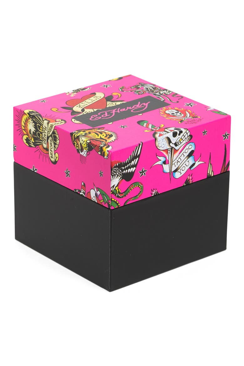 x Ed Hardy Crystal Bracelet Watch, 40mm, Alternate, color, SHINY GOLD