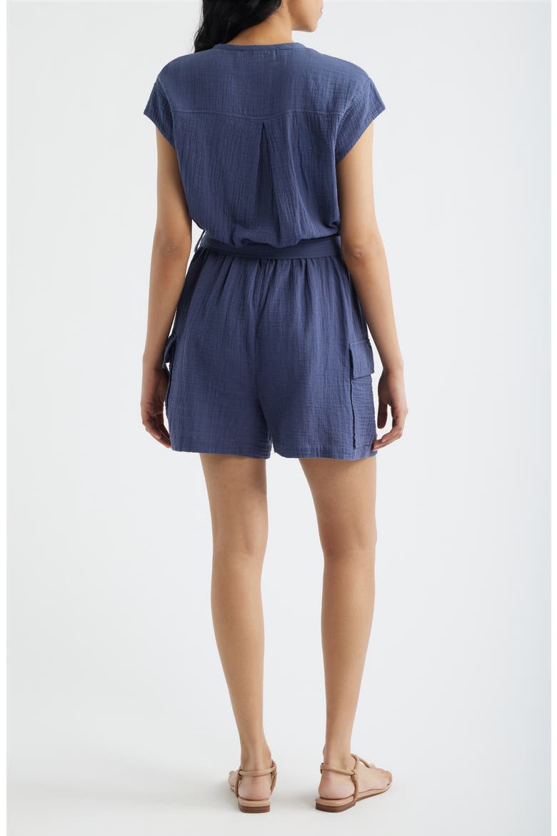 Tie Waist Cargo Romper, Alternate, color, SMOKE