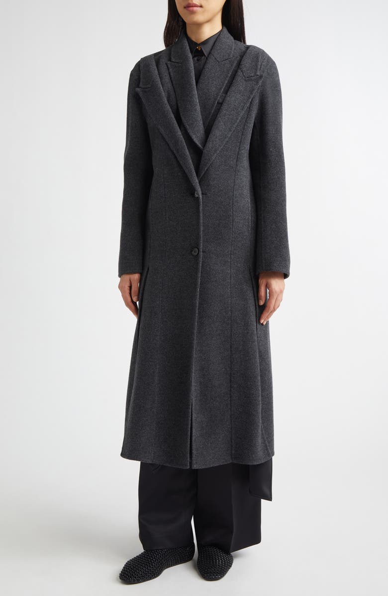 EENK Layered Effect Wool & Cashmere Longline Coat, Alternate, color, Charcoal Wool