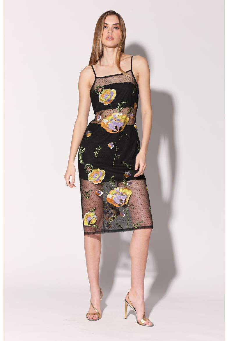Petra Sequin Embroidered Flower Mesh Cocktail Dress, Alternate, color, GARDEN EMBROIDERY