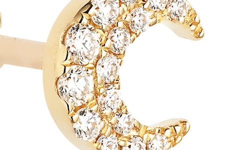 Shop Maria Tash Diamond Moon Threaded Stud Earring In Yellow Gold
