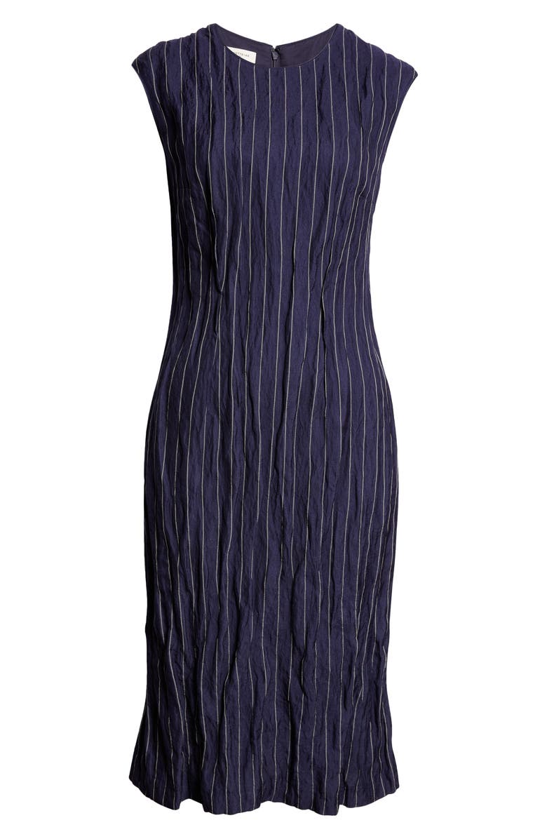 Lafayette 148 New York Metallic Pinstripe Crinkled Sheath Dress, Alternate, color,