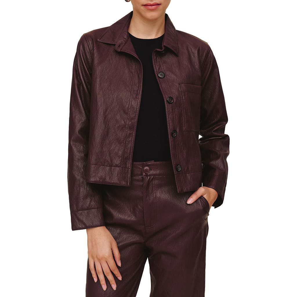 Bella Dahl Crop Faux Leather Jacket In Brown