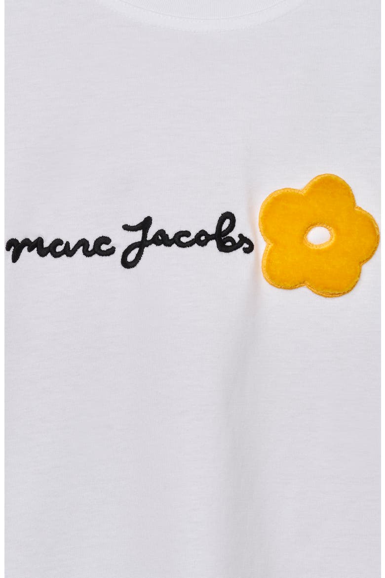 Flocked Daisy Logo Slim Cut T-Shirt, Alternate, color, WHITE