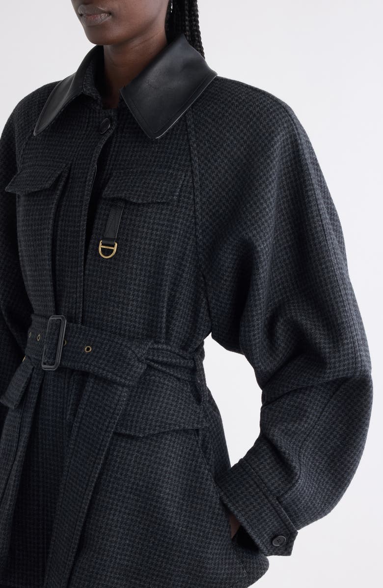 Chloé Houndstooth Wool Hunting Jacket, Alternate, color, Pearly Black