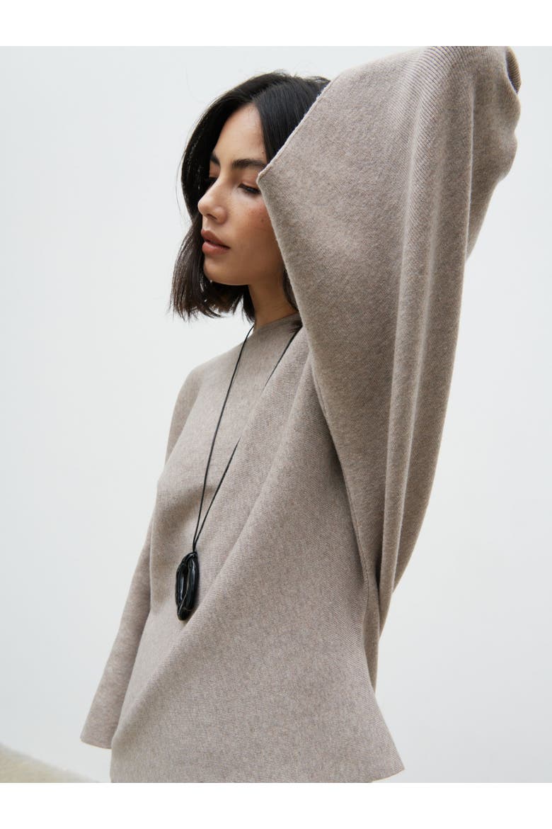 Aurelie Drape Sleeve Jumper, Alternate, color, Dark Taupe