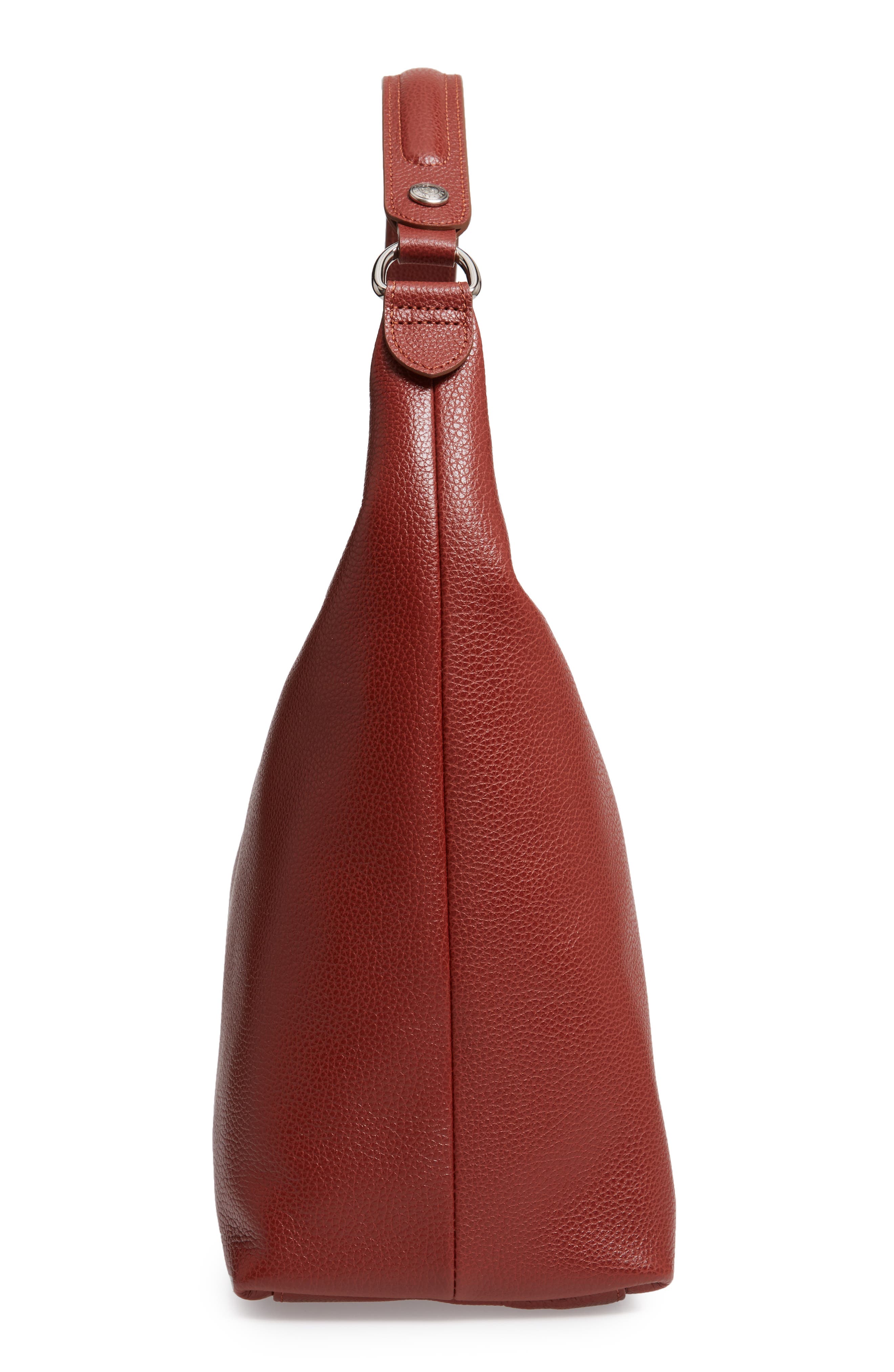 Le Foulonné Leather Hobo, Alternate, color, CHESTNUT