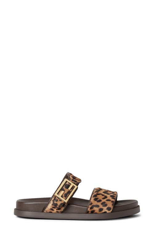 Fendi Printed Cavallino Calfskin Slides In Animal Print