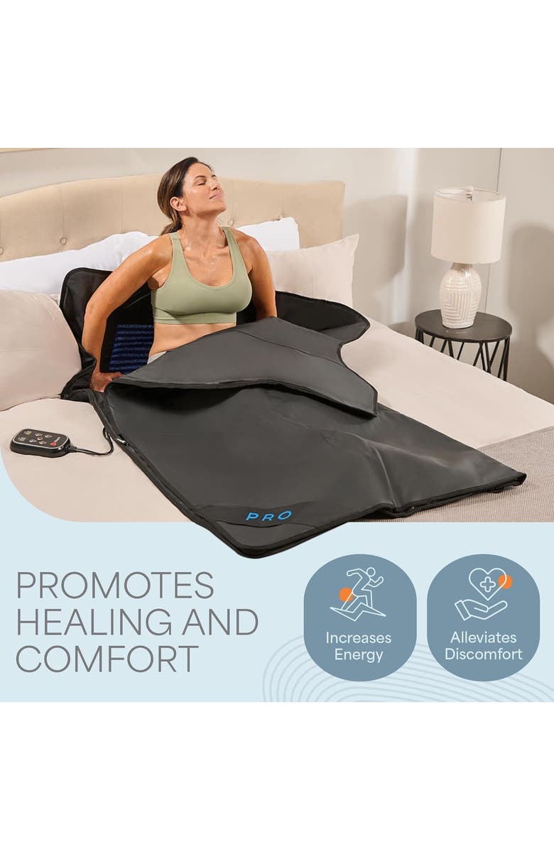 Lifepro RejuvaWrap Infrared Sauna Blanket for Detox & Relaxation Low EMF Carbon Fiber Heating 9Temp Levels, Alternate, color, With Jade Stones