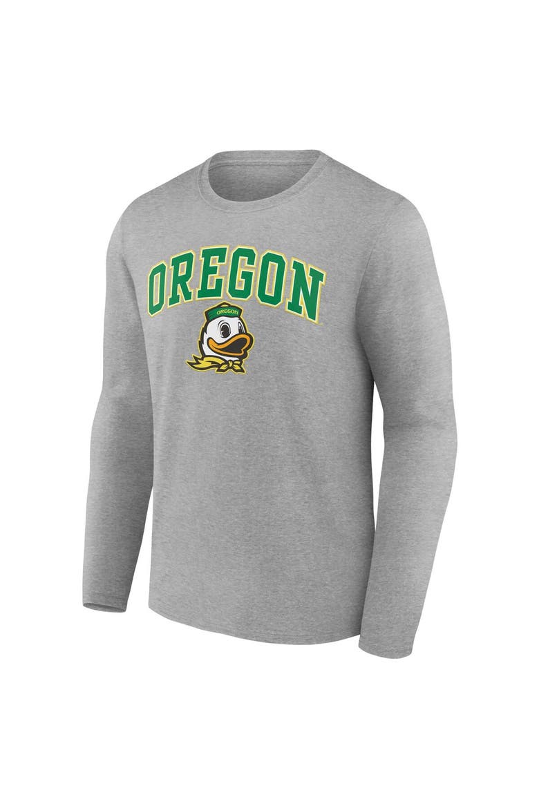 Men's Fanatics Branded Heather Gray Oregon Ducks Campus Long Sleeve T-Shirt, Alternate, color, Heather Gray