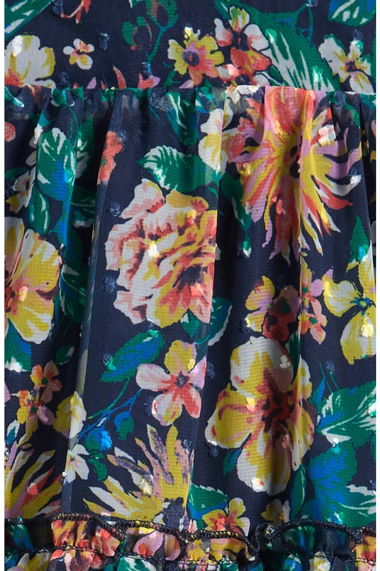 Kids' Floral Mesh Dress, Alternate, color, TEAL