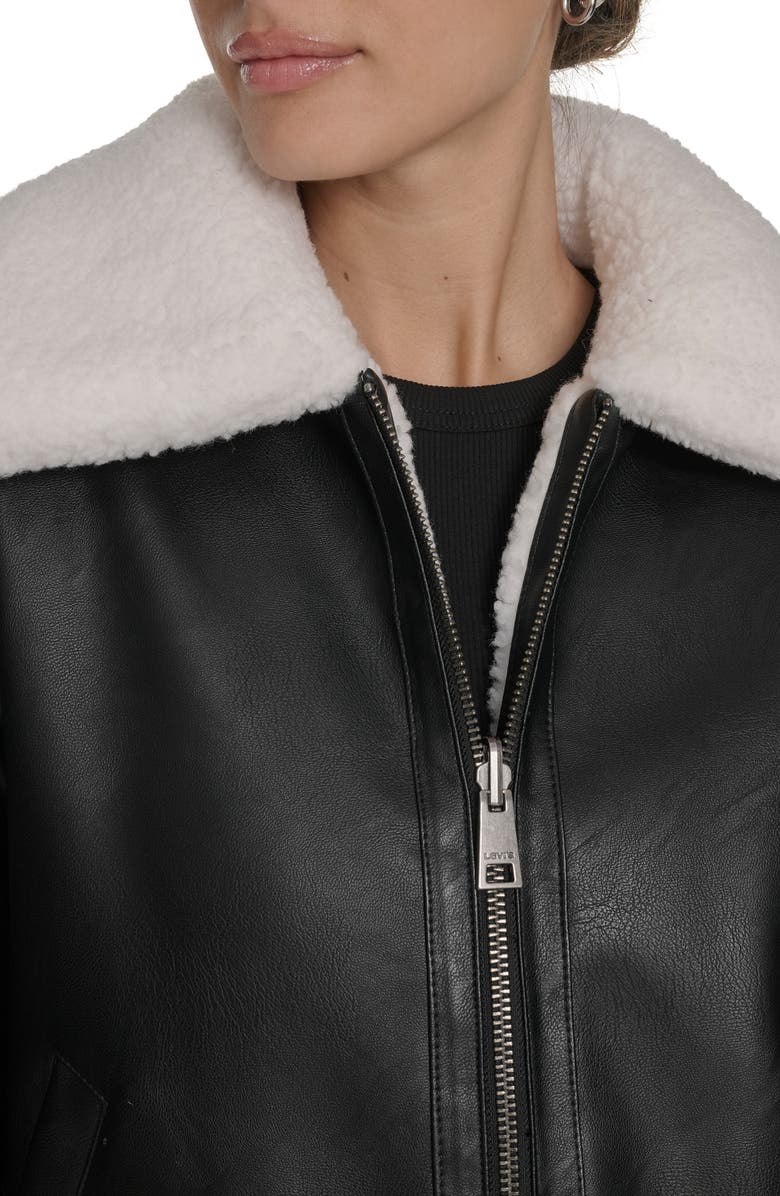 Levi's Reversible Faux Leather & Faux Shearling Jacket, Alternate, color, Black/ Cream