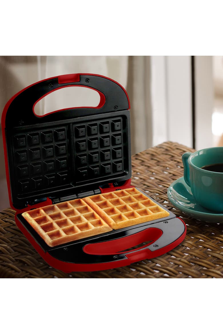 Electric Nonstick Waffle Maker, Alternate, color, Red