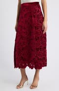 Elie Tahari The Elliana Floral Lace Velvet Skirt