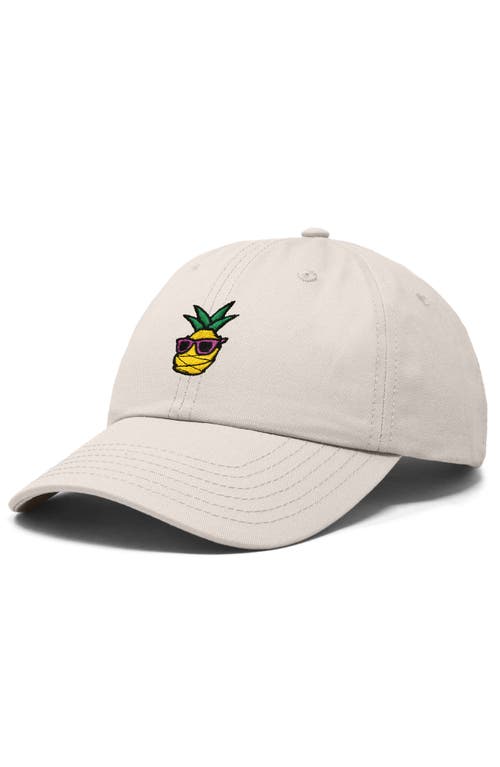 Dalix Pineapple Embroidered Dad Hat In Beige