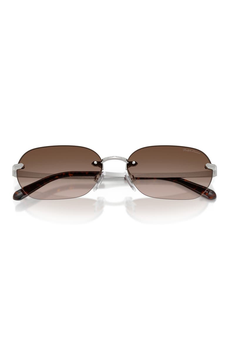 59mm Rectangular Sunglasses, Alternate, color, SHINY SILVER / GRADIENT BROWN