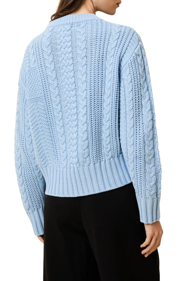 Solid & Striped The Cora Mixed Cable Cotton Blend Shrunken Sweater, Alternate, color, 
