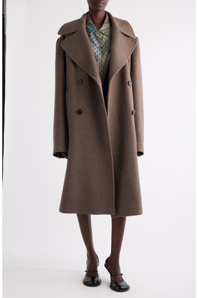 Raquel Wool Blend Long Peacoat, Main, color, TAUPE