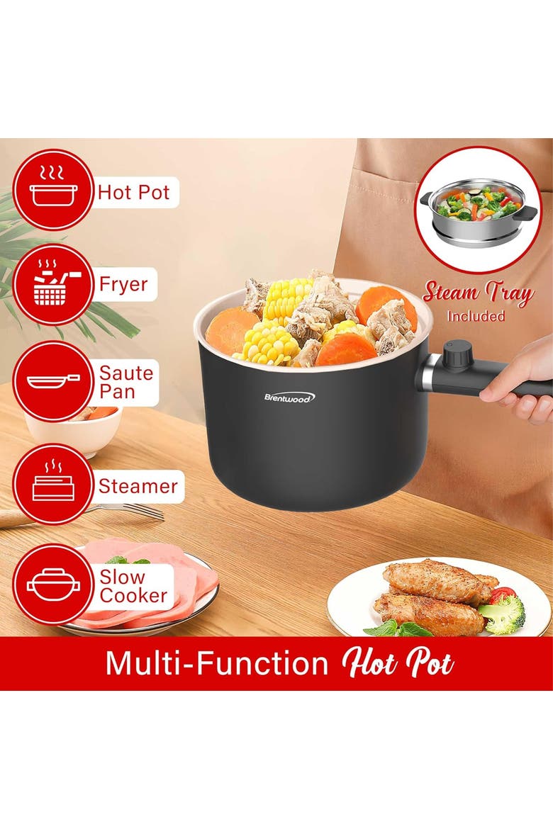 1.5 L Multi-Function Electric Hot Pot Cooker in Black, Alternate, color, Black