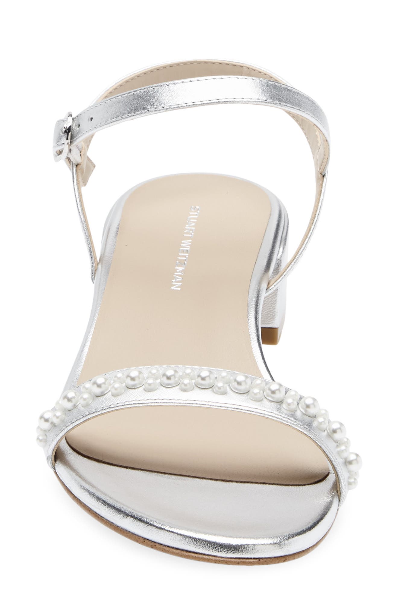 Stuart Weitzman Dancer Demipearl Sandal, Alternate, color, Silver
