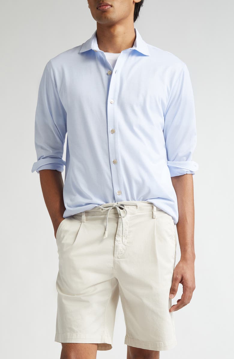 Eleventy Dandy Cotton Button-Up Shirt, Main, color, Denim