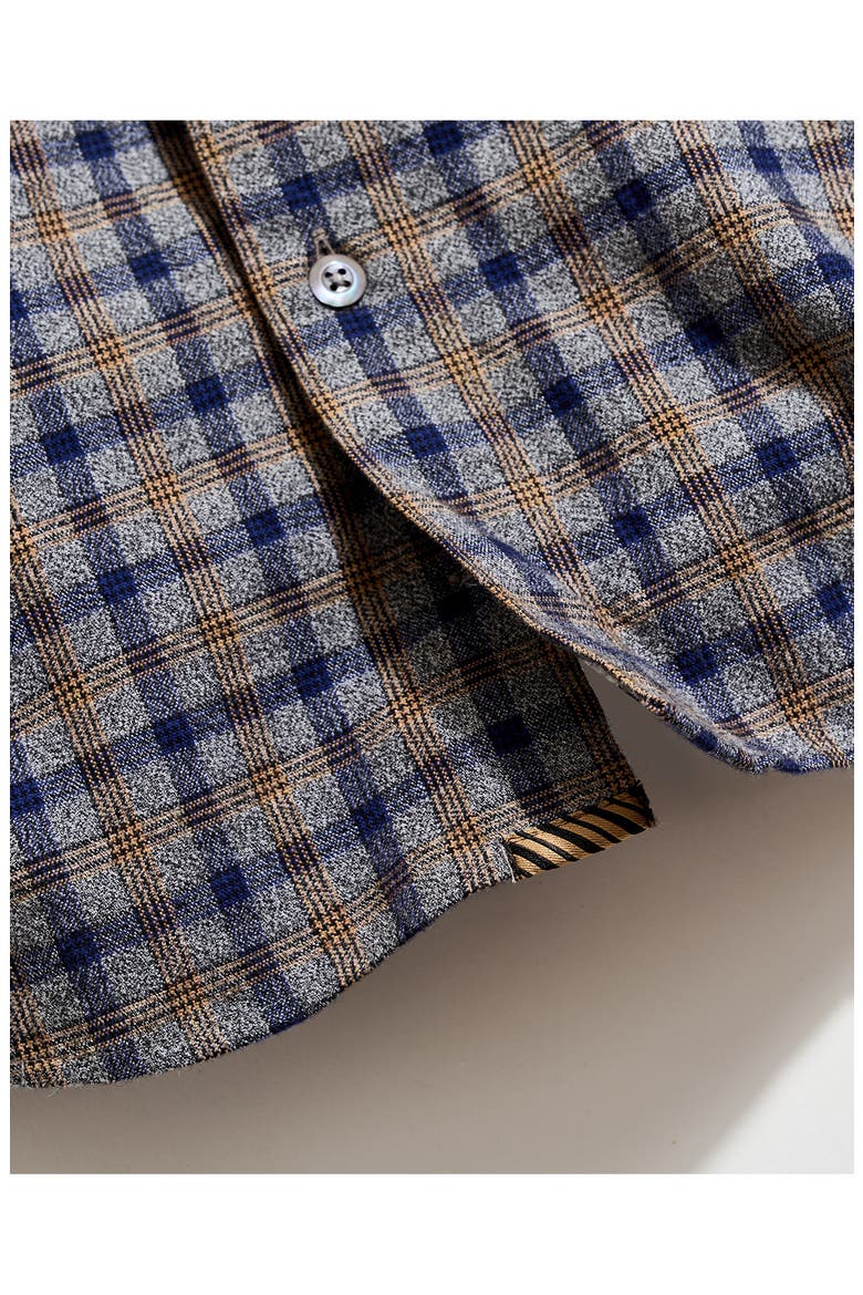 Mélange Plaid Cotton Button-Up Shirt, Alternate, color, BROWN MULTI