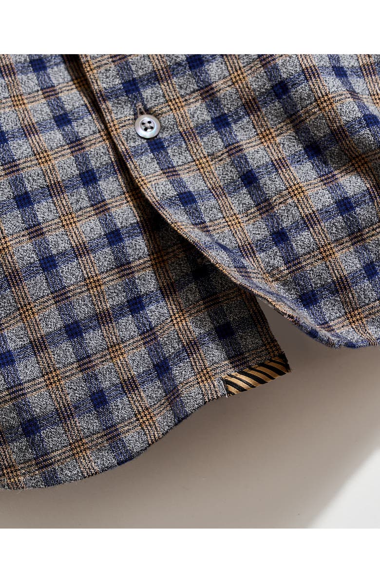 Billy Reid Mélange Plaid Cotton Button-Up Shirt, Alternate, color, Brown Multi