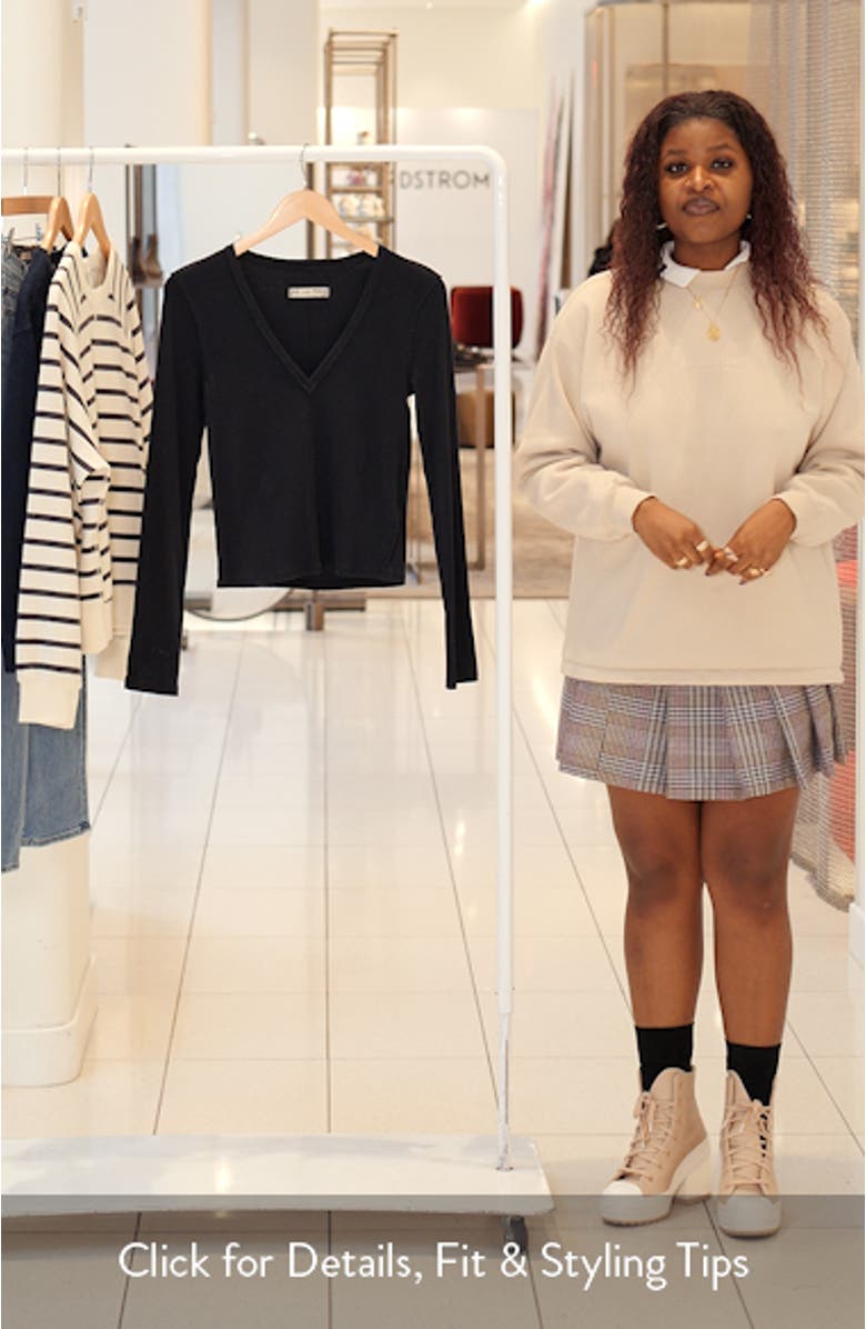 Neria Long Sleeve Stretch Cotton Crop Top, sales video thumbnail