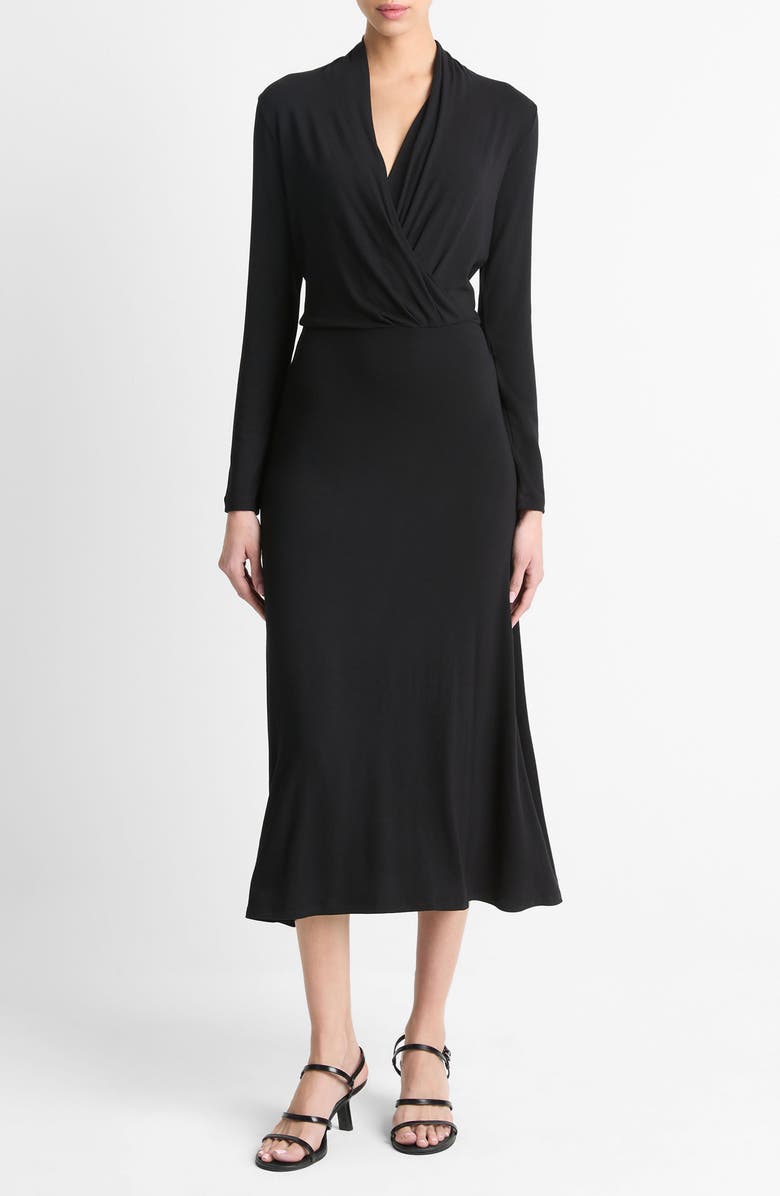 Vince Crossover Long Sleeve Midi Dress, Main, color, 
