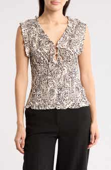 MELLODAY Sleeveless Smocked Top