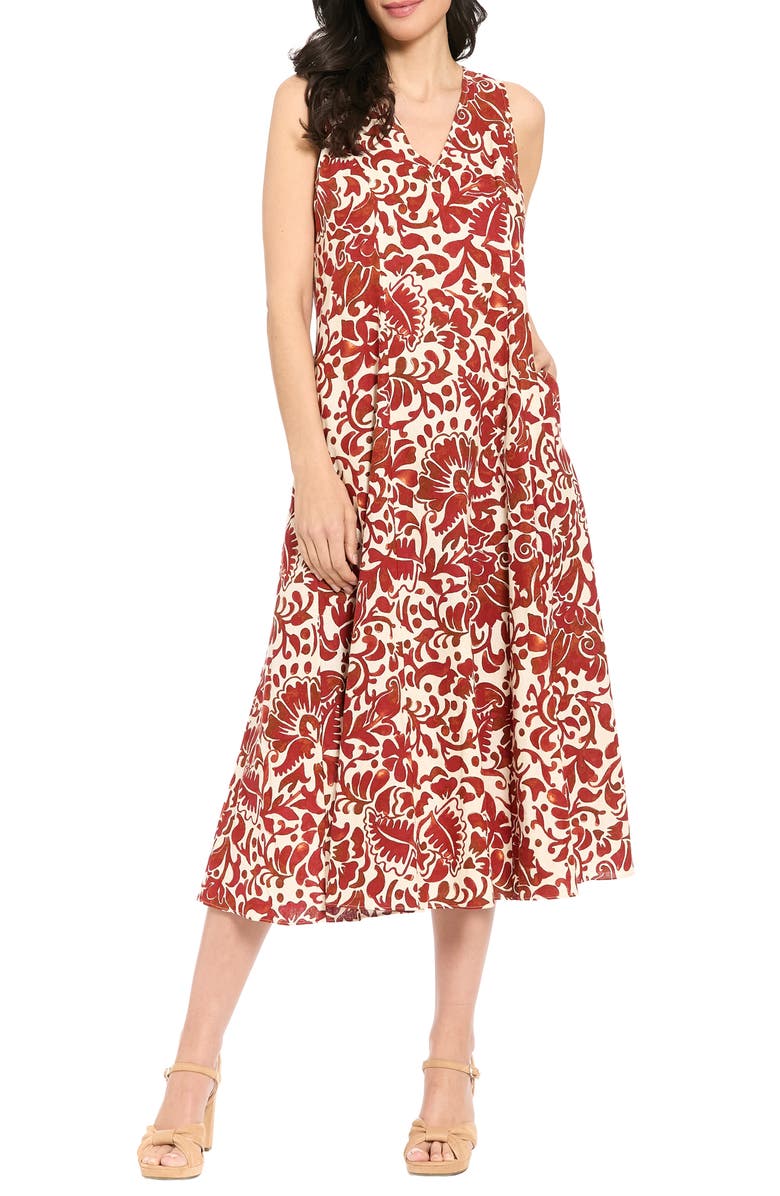 London Times A-Line Godet Dress, Main, color, Whisper White/ Picante