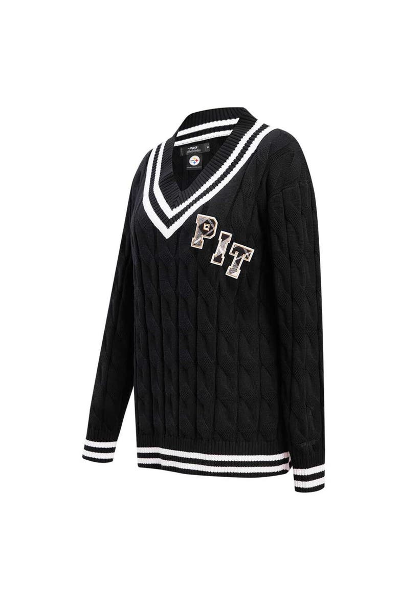 Women's Pro Standard  Black Pittsburgh Steelers Prep V-Neck Pullover Sweater, Alternate, color, Black