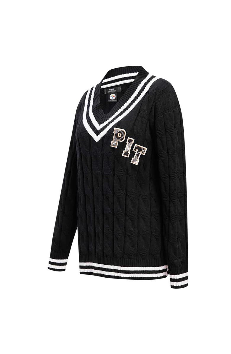 PRO STANDARD Women's Pro Standard Black Pittsburgh Steelers Prep V-Neck Pullover Sweater, Alternate, color, Black