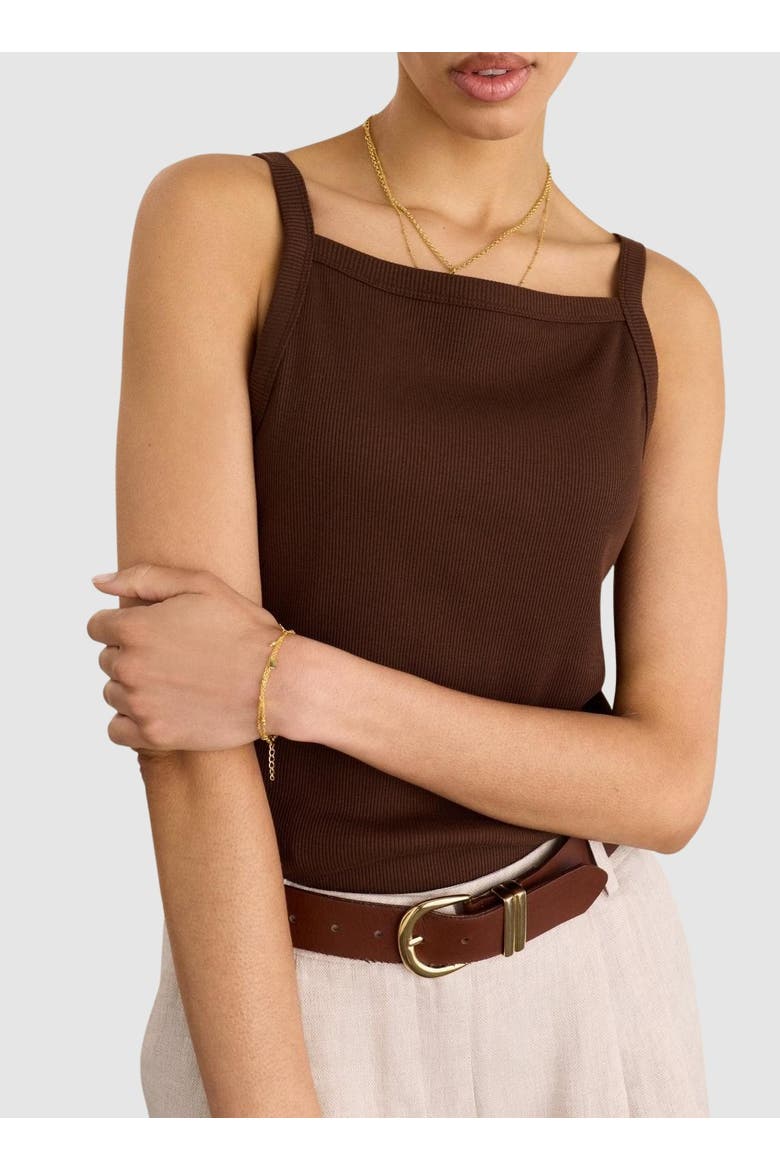 Cecilia Organic Cotton Rib Tank, Alternate, color, Dark Chocolate