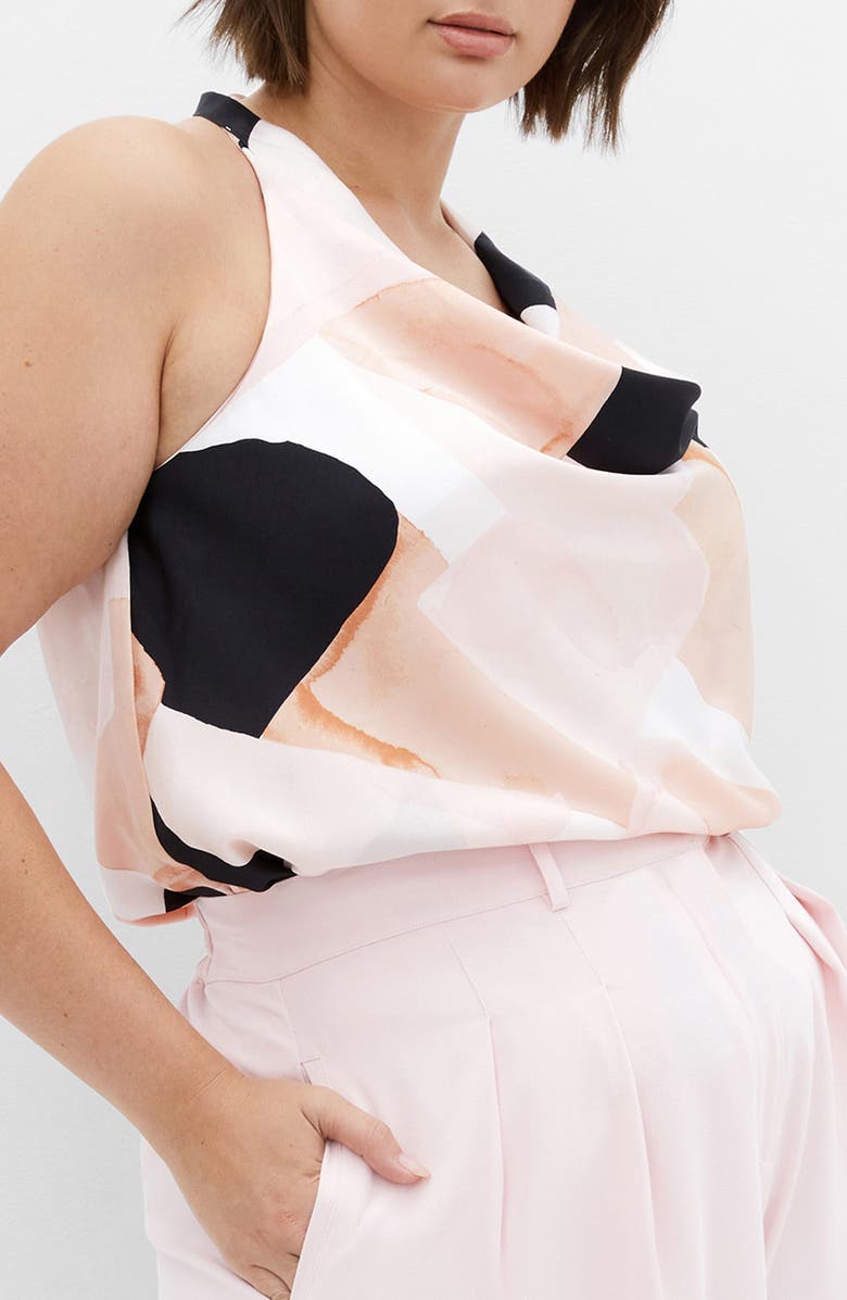 City Chic Chloe Print Cowl Neck Sleeveless Top, Alternate, color, Playful Pink/ Coral Multi