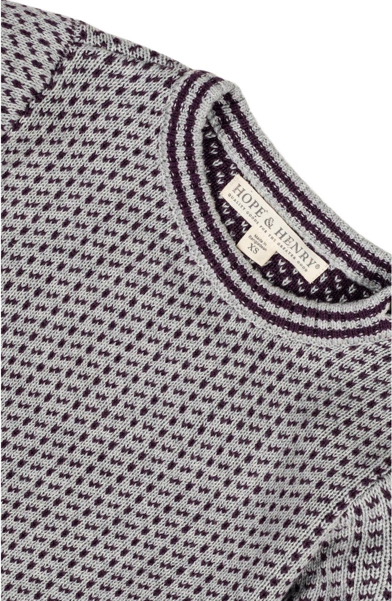 Hope & Henry Baby Boys' Organic Intarsia Crew Neck Sweater, Infant, Alternate, color, Gray Heather And Plum Birdseye