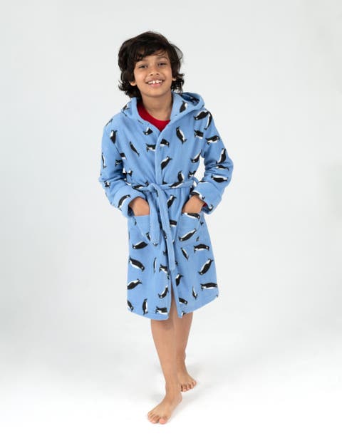 Kids Printed Fleece Hooded Robe