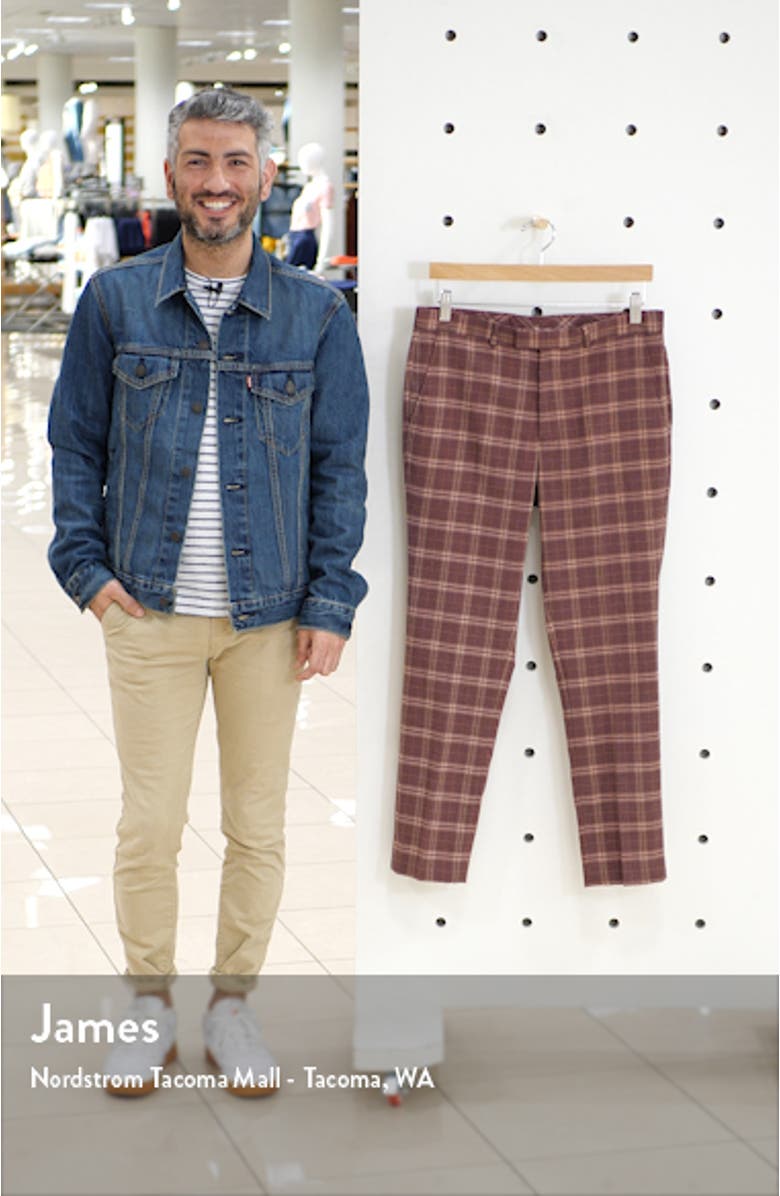 Plaid Skinny Fit Crop Dress Pants, sales video thumbnail