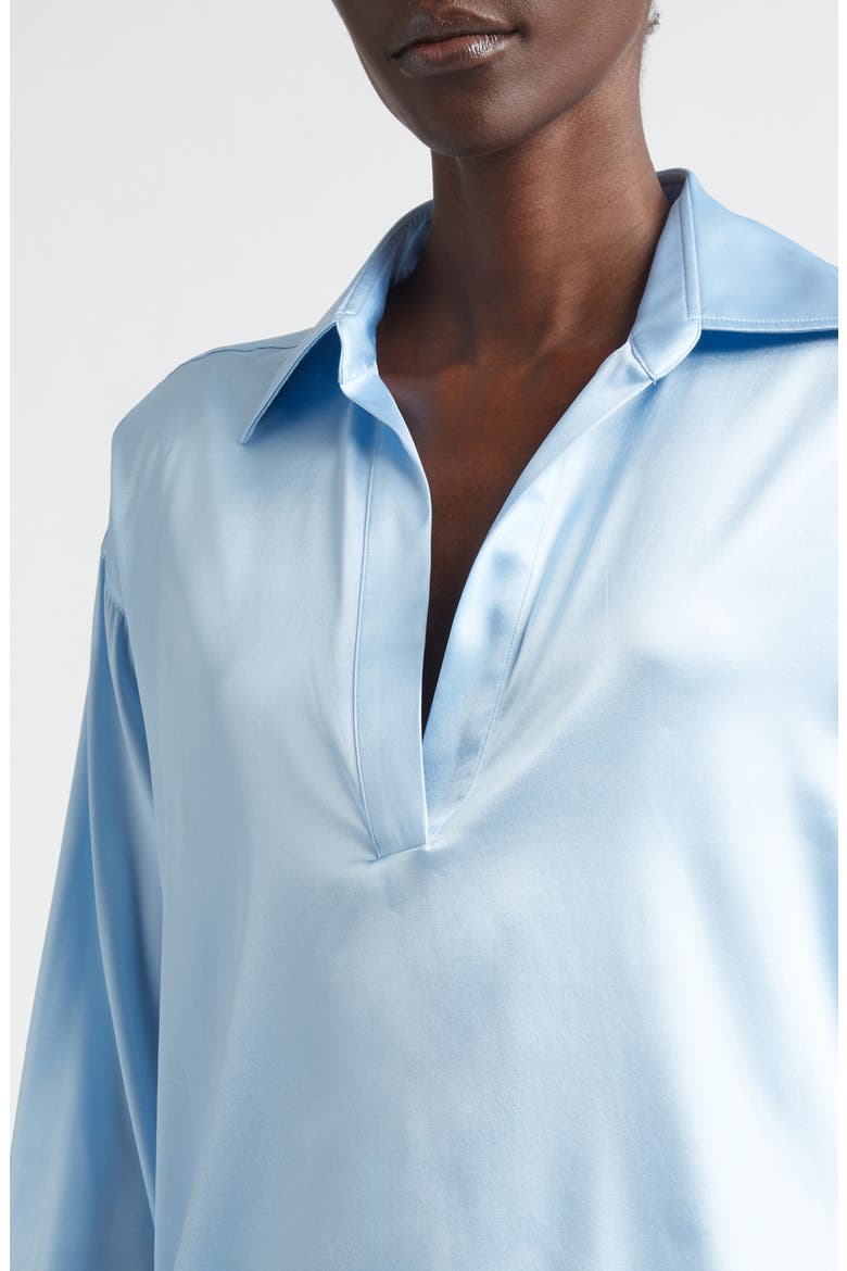 Stretch Silk Satin Polo, Alternate, color, FROST