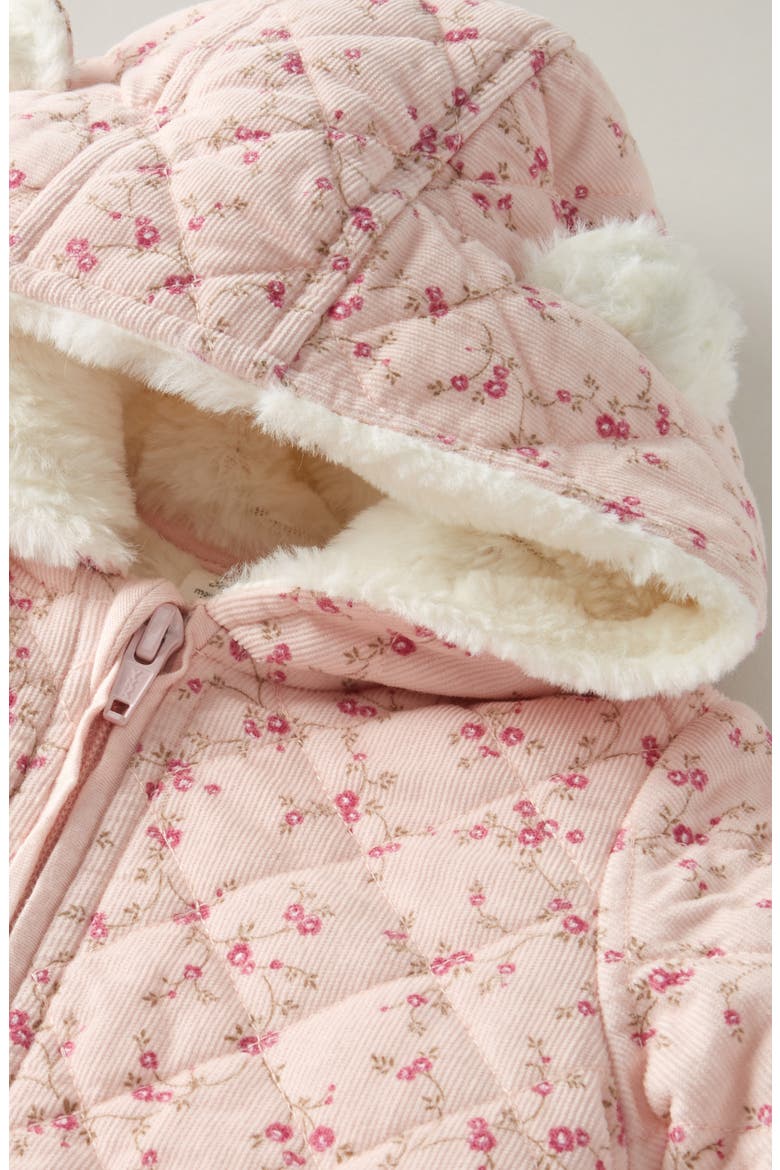 Hooded Quilted Fleece Lined Bunting, Alternate, color, PINK DOGWOOD EDITH FLORAL