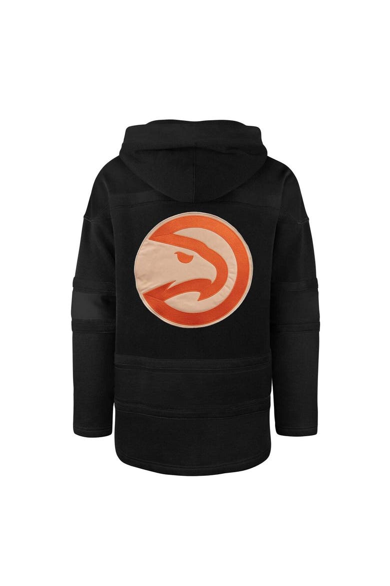 Men's '47 Black Atlanta Hawks 2022/23 Pregame MVP Lacer Pullover Hoodie - City Edition, Alternate, color, Black
